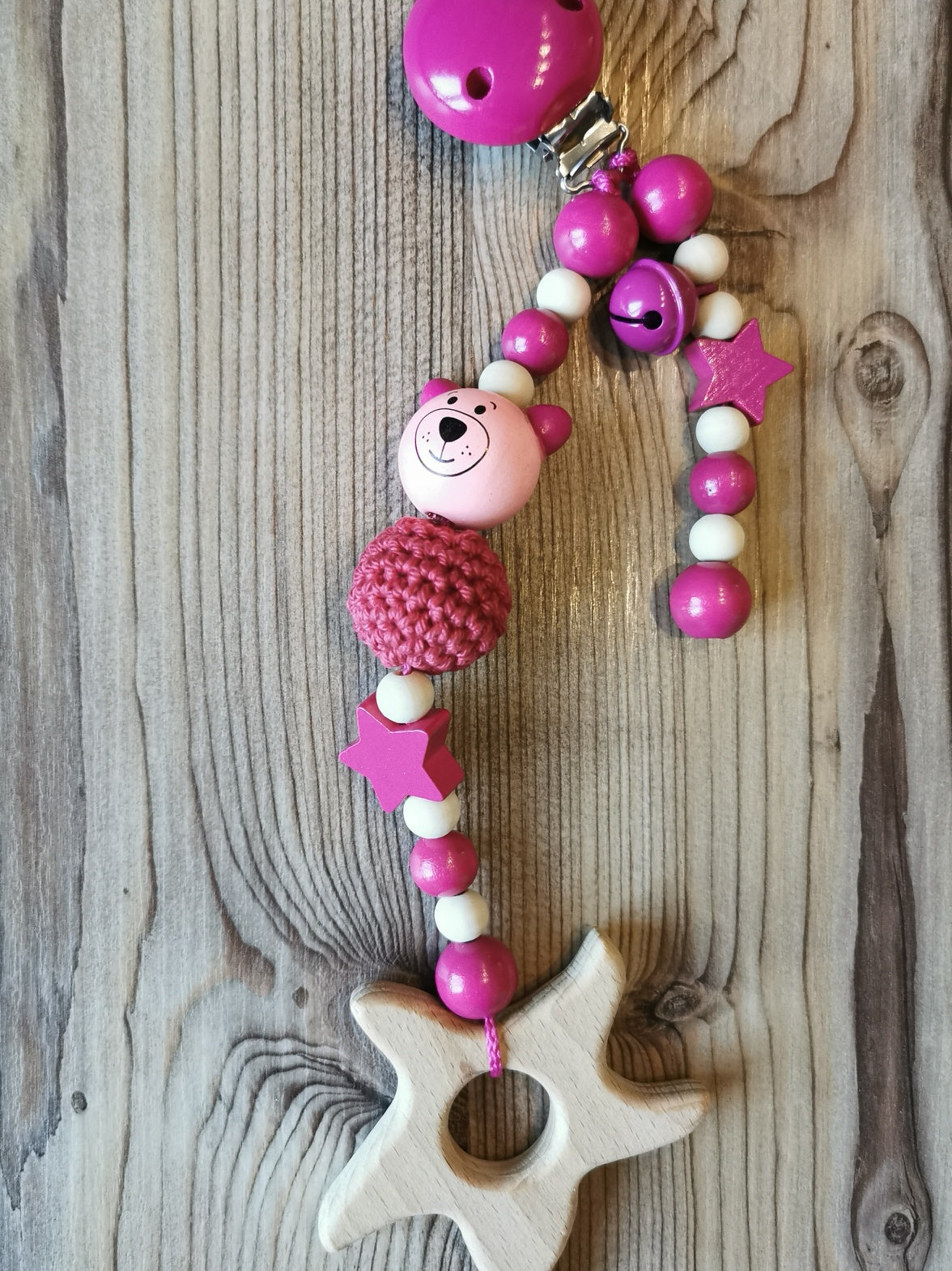 Maxi-Cosi-Anhänger mit "Stern und Bärchen" pink