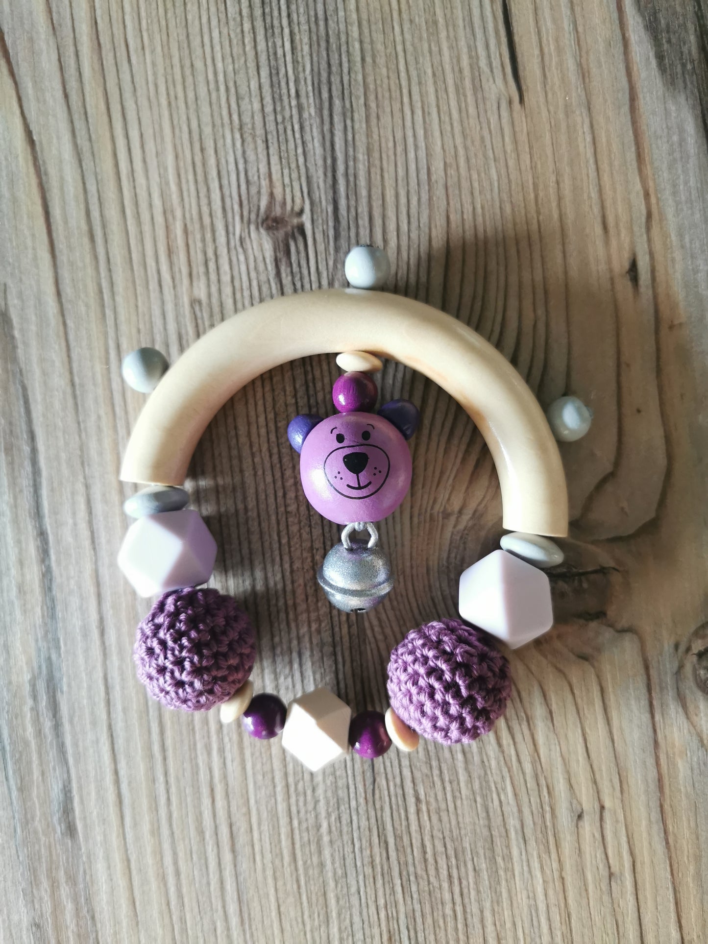 Greifring "Teddy" violett/natur