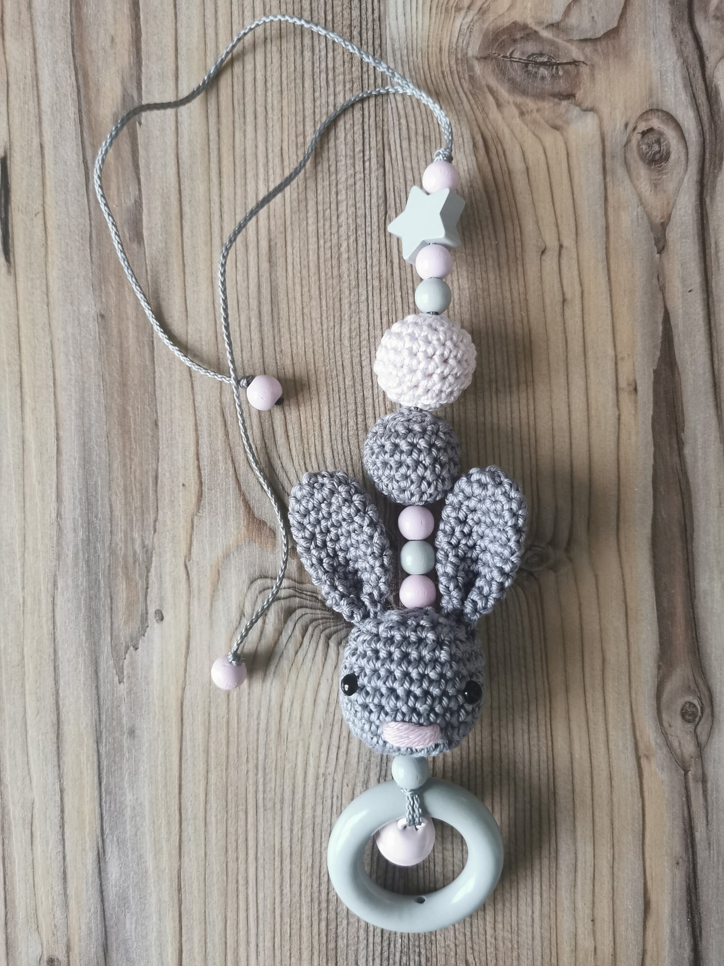 Maxi-Cosi-Anhänger "Häschen" grau/rosa