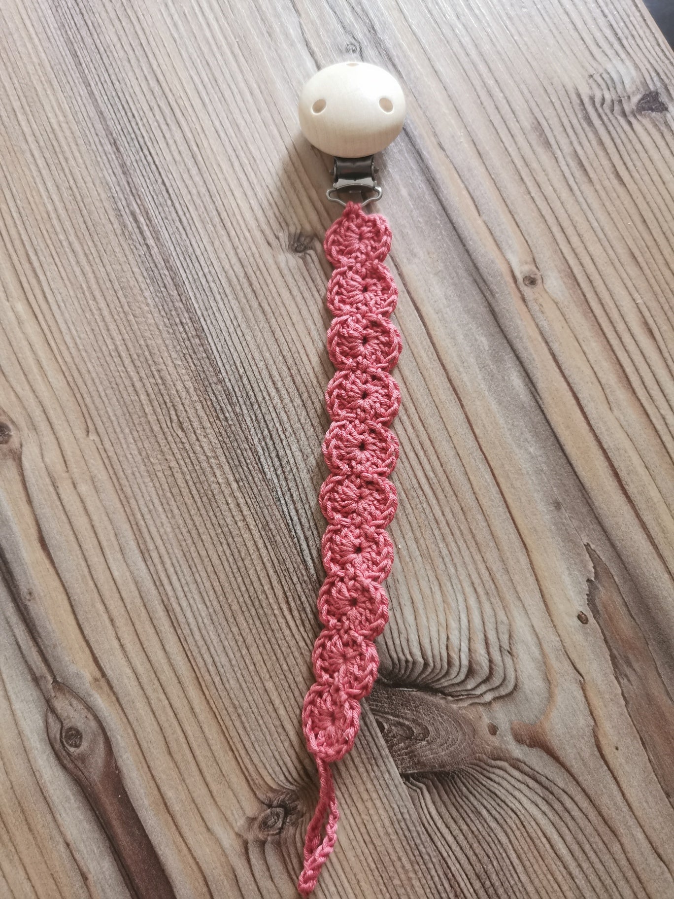 Häkel - Schnullerkette in Altrosa