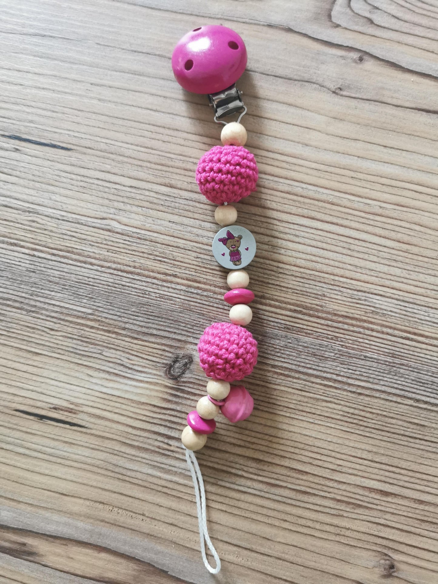 Schnullerkette "Teddy" pink