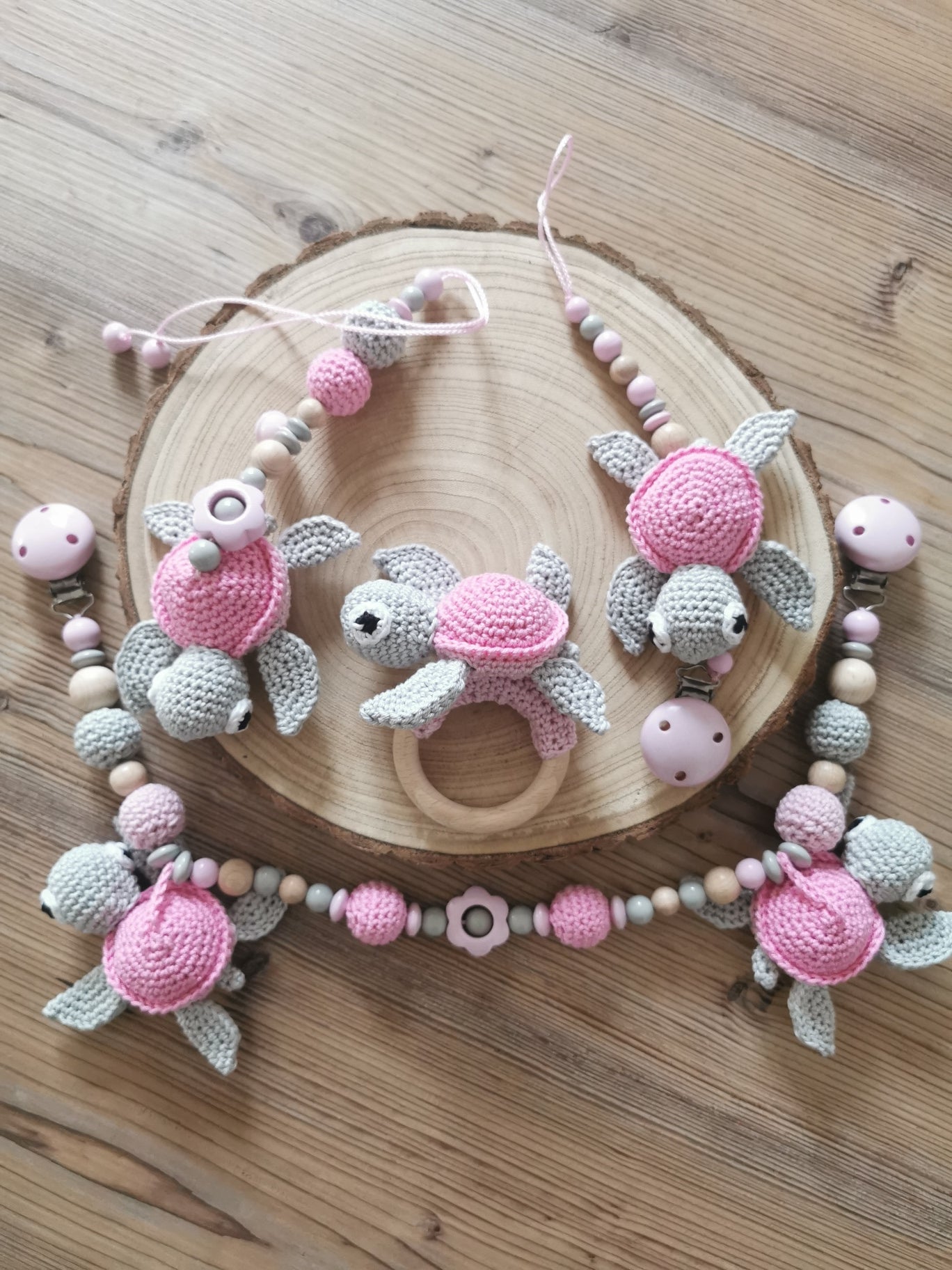 5-teiliges Baby-Geschenkset "Schildkröte rosa"