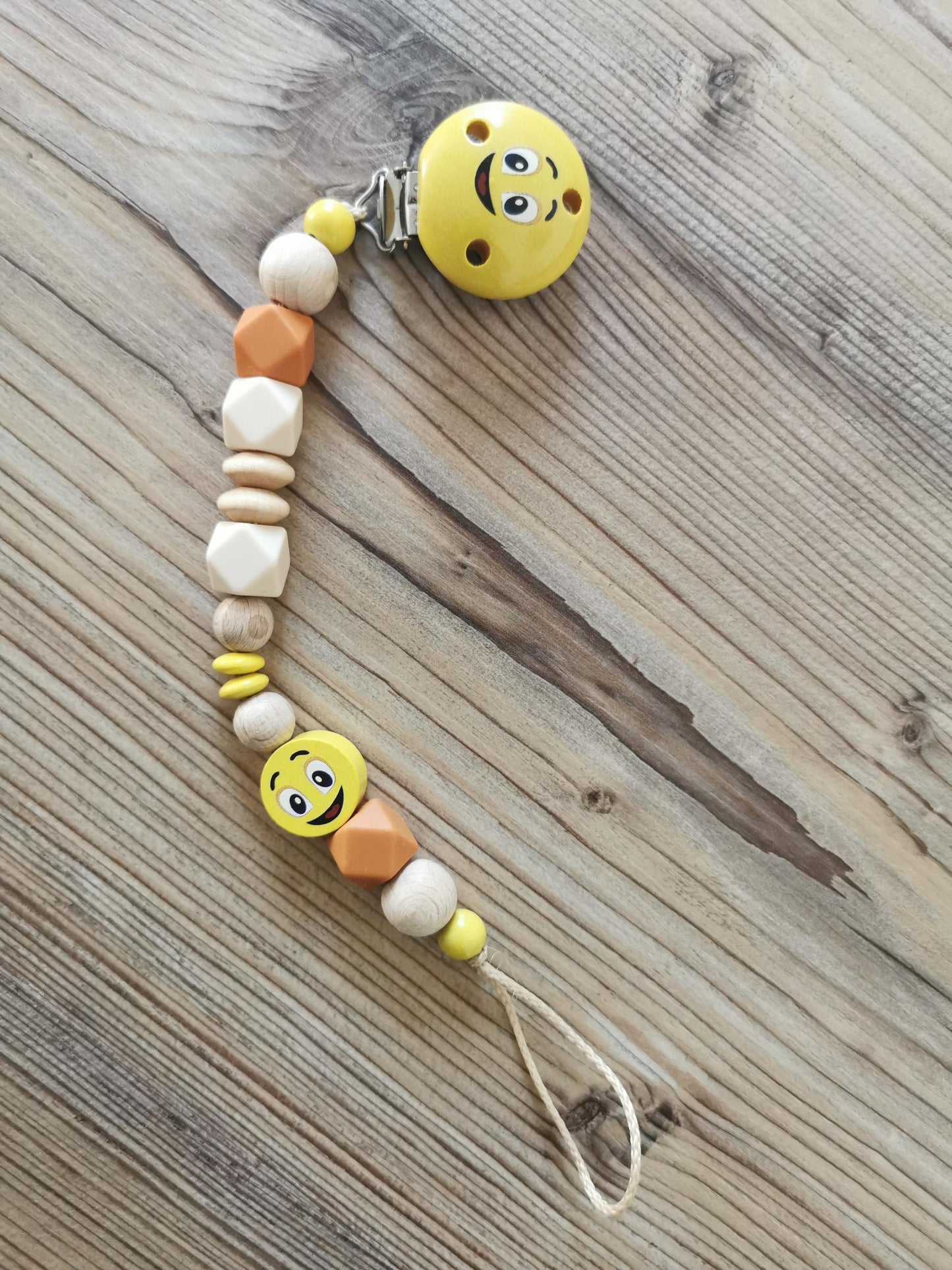 Schnullerkette "Smilie" gelb