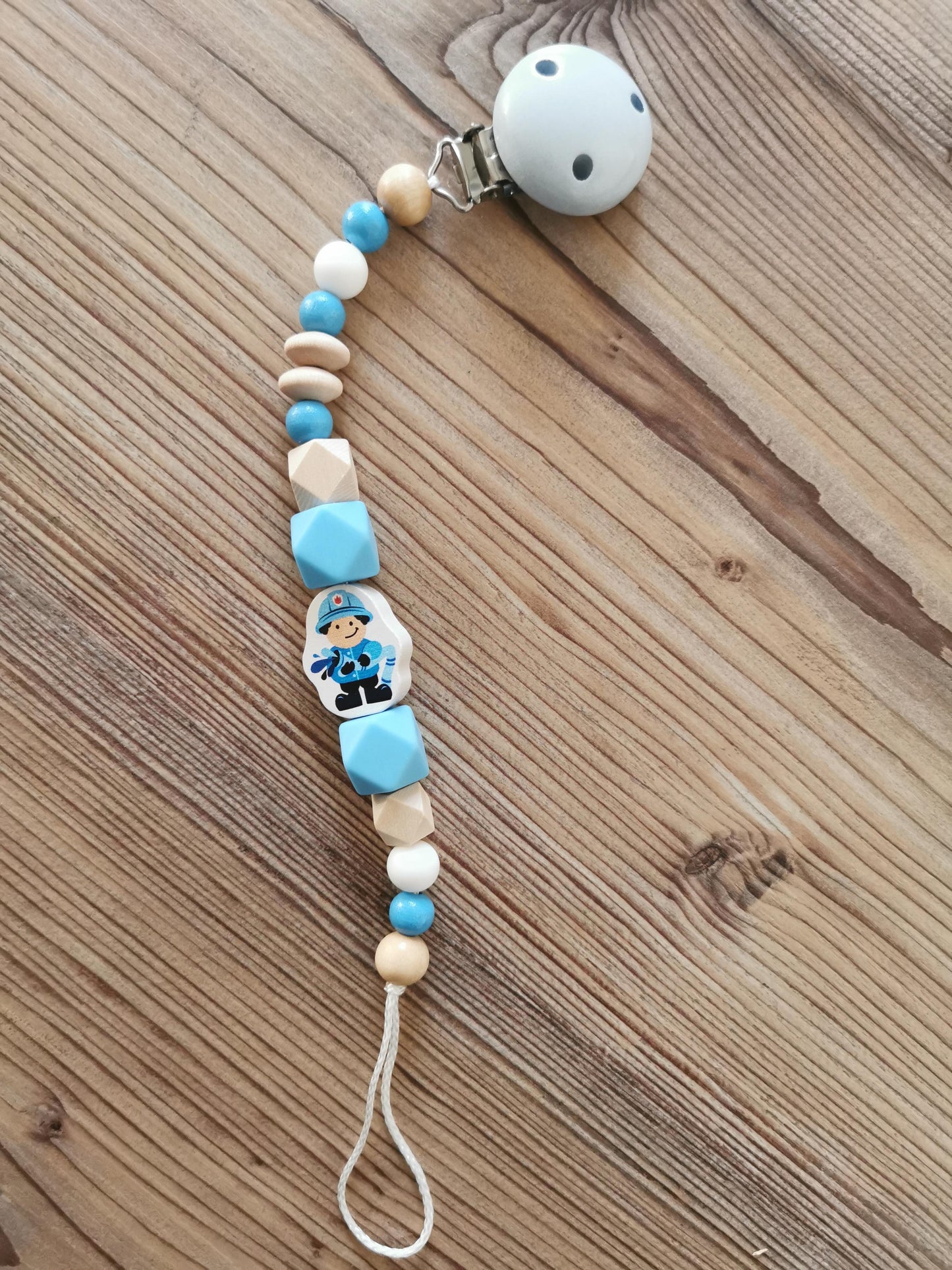 Schnullerkette "Feuerwehrmann" blau