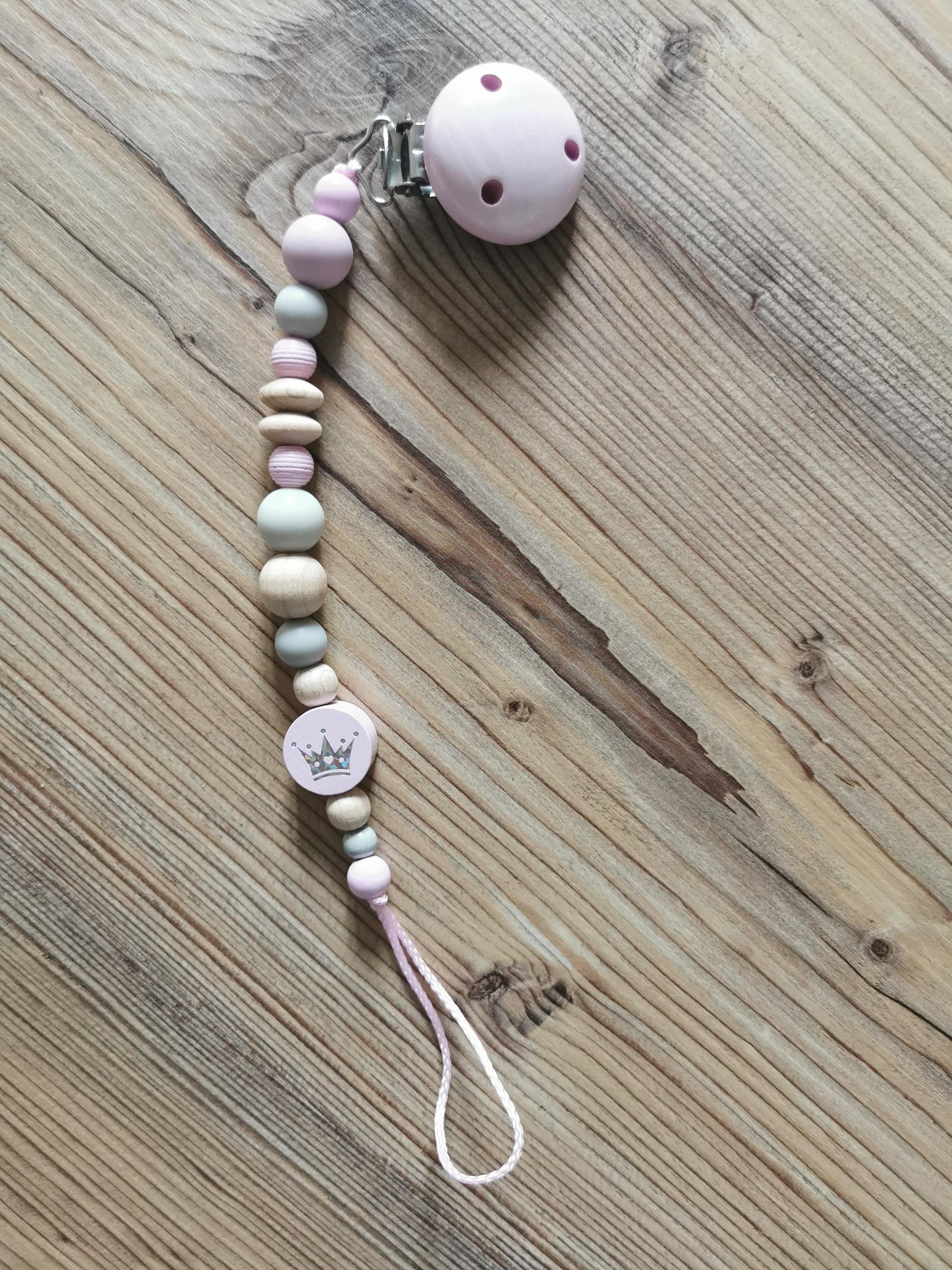 Schnullerkette "rosa/hellgrau"