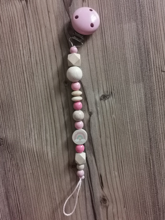 Schnullerkette "Regenbogen rosa"