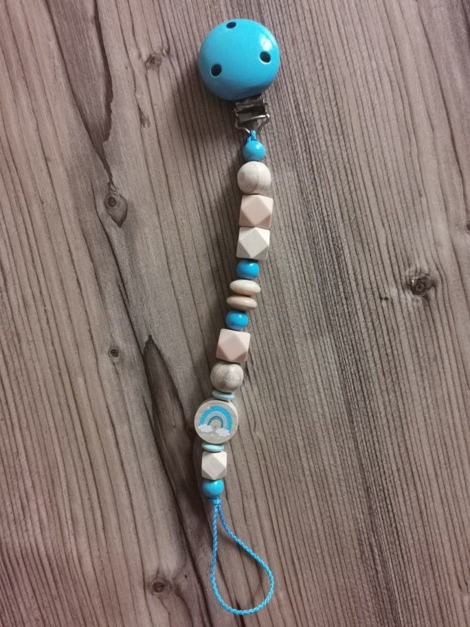 Schnullerkette "Regenbogen blau"