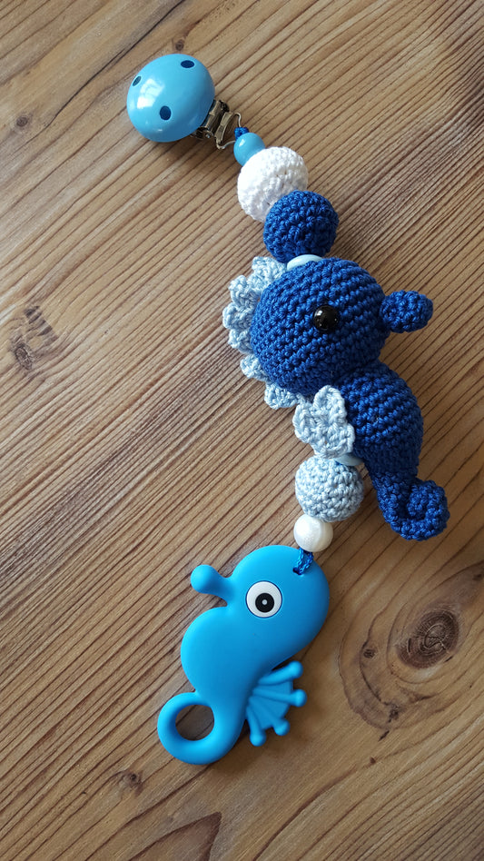 Beißanhänger "Seepferdchen" blau