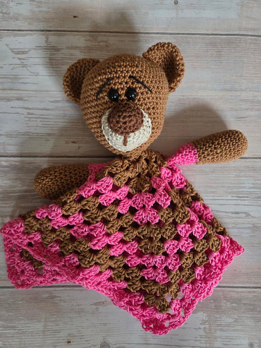 Teddy- Schmuse-Tuch Pink/Braun