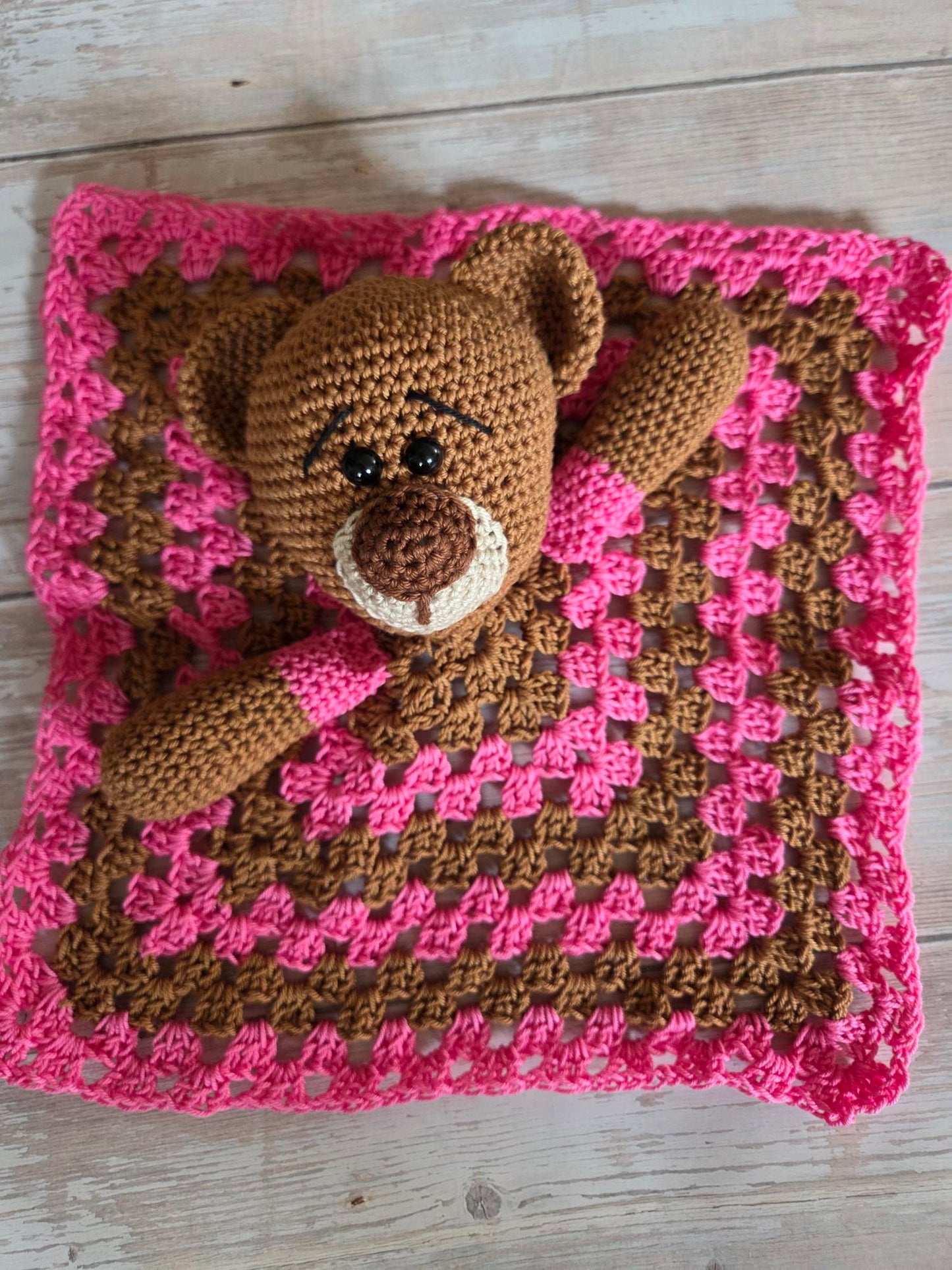 Teddy- Schmuse-Tuch Pink/Braun