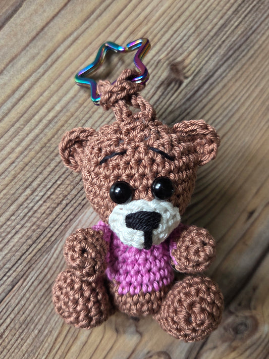 Miniteddy - Anhänger braun/lila
