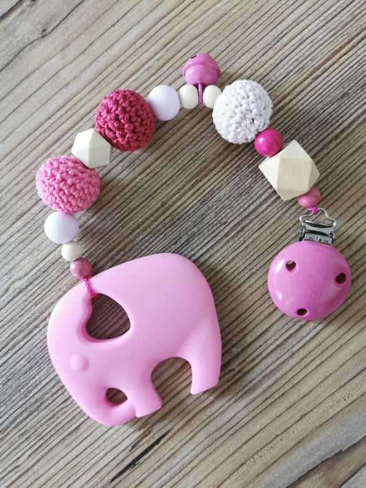 Beißanhänger "Elefant" rosa/pink