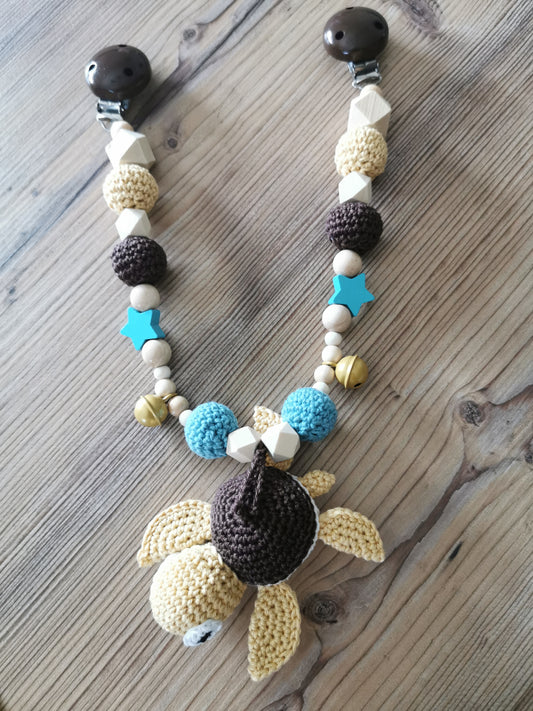 Kinderwagenkette "Schildkröte" gelb/braun/türkis