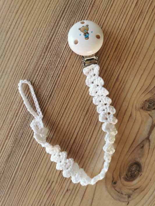 Häkel -  Schnullerkette in Weiß