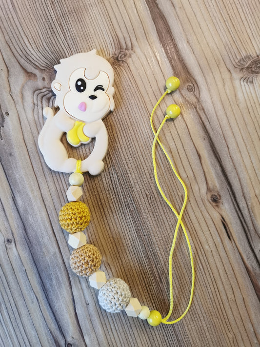 Beißanhänger "Äffchen" beige/gelb