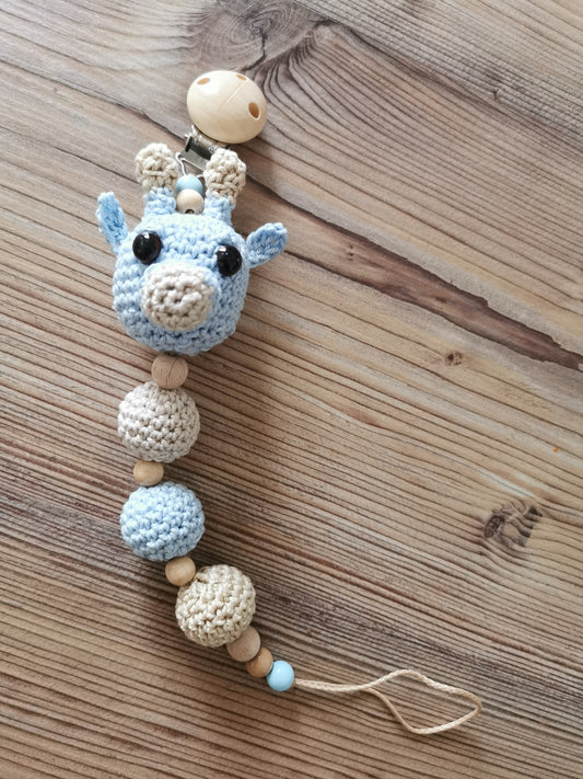 Schnullerkette "Giraffe" hellblau