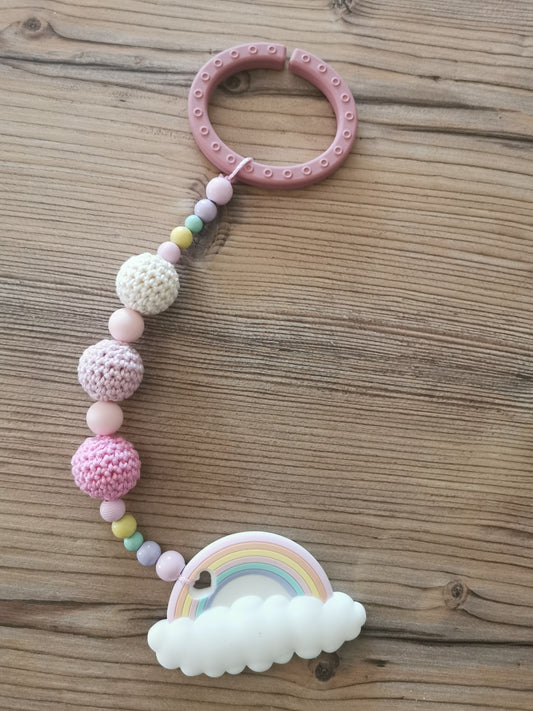 Beißanhänger "Regenbogen" rosa