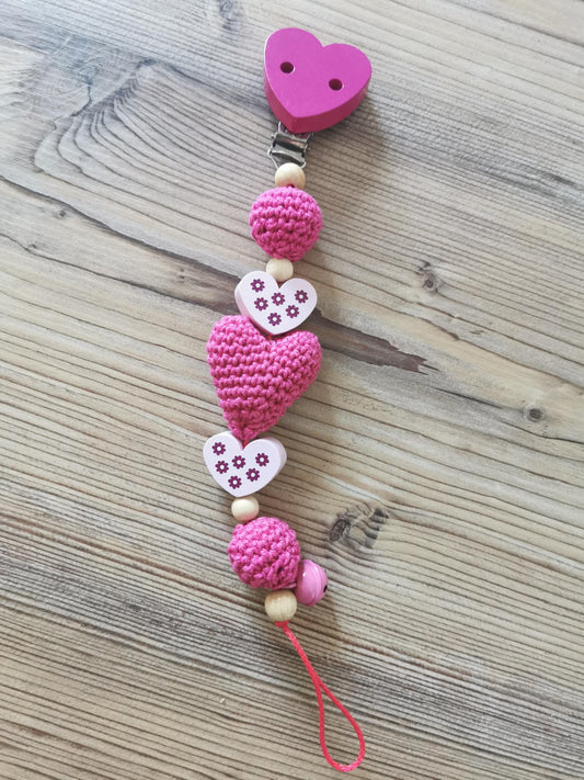 Schnullerkette "Herzen" pink