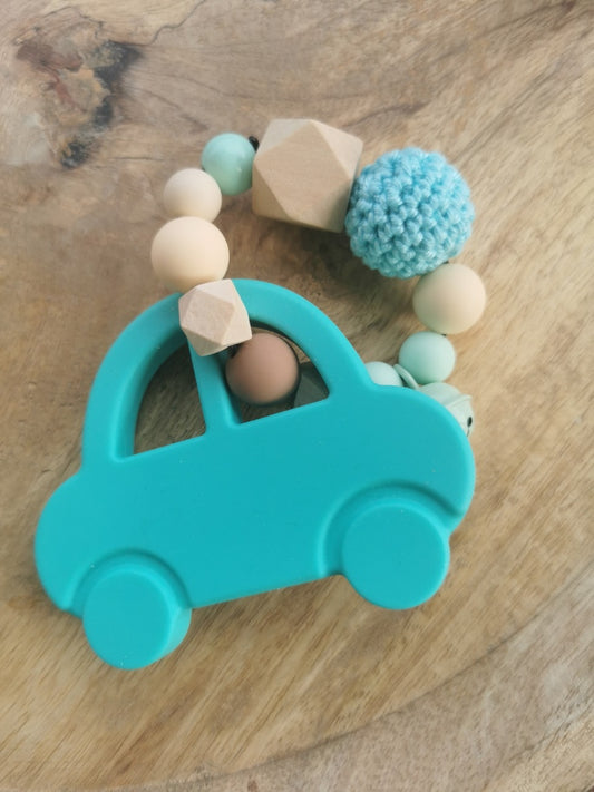 Beißring "Auto" türkis