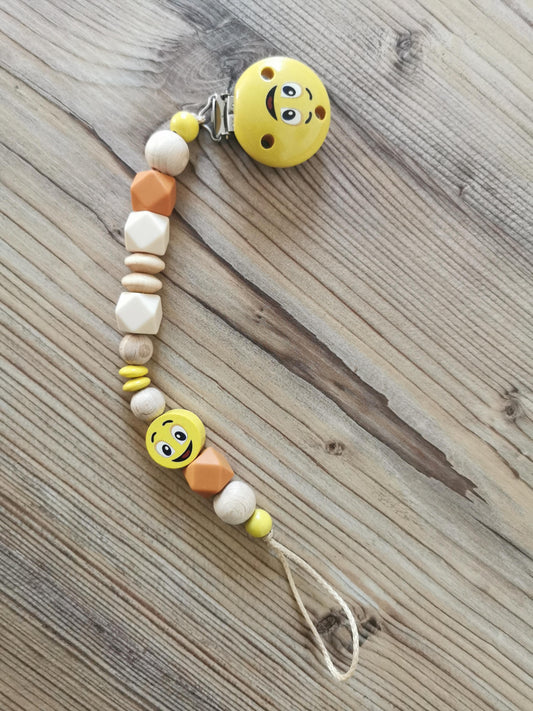 Schnullerkette "Smilie" gelb