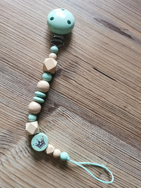 Schnullerkette "Glitzerkrone mint"