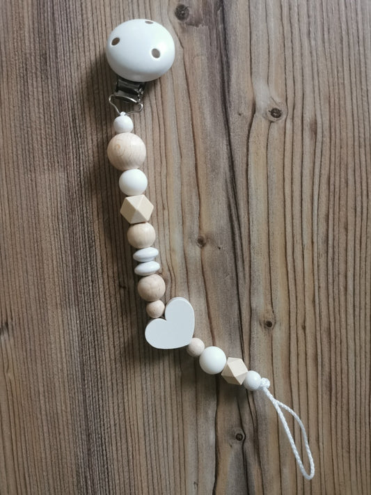 Schnullerkette "weißes Herz"