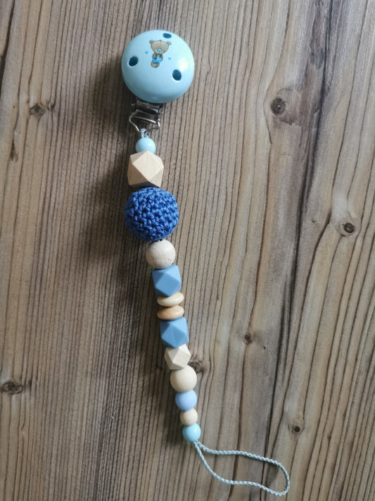Schnullerkette "Teddy" hellblau