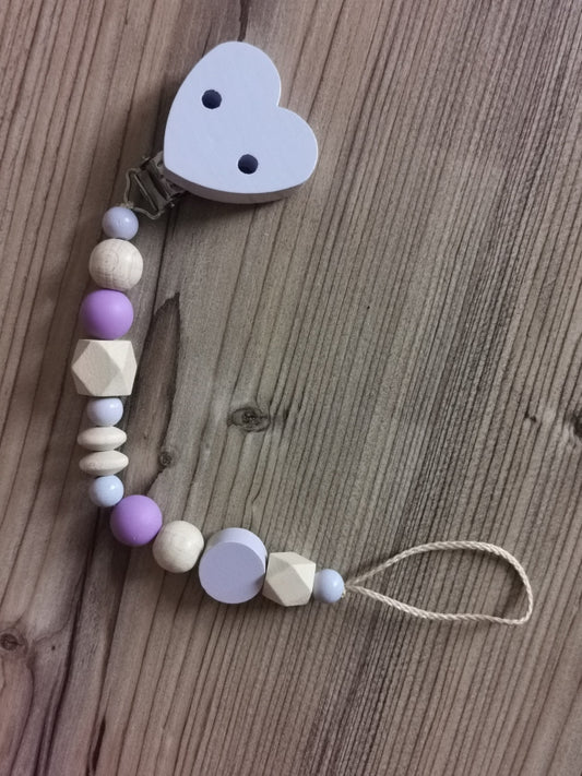 Schnullerkette  "lila Herz"
