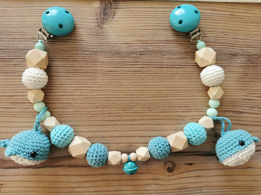 Kinderwagenkette "Wale" türkis